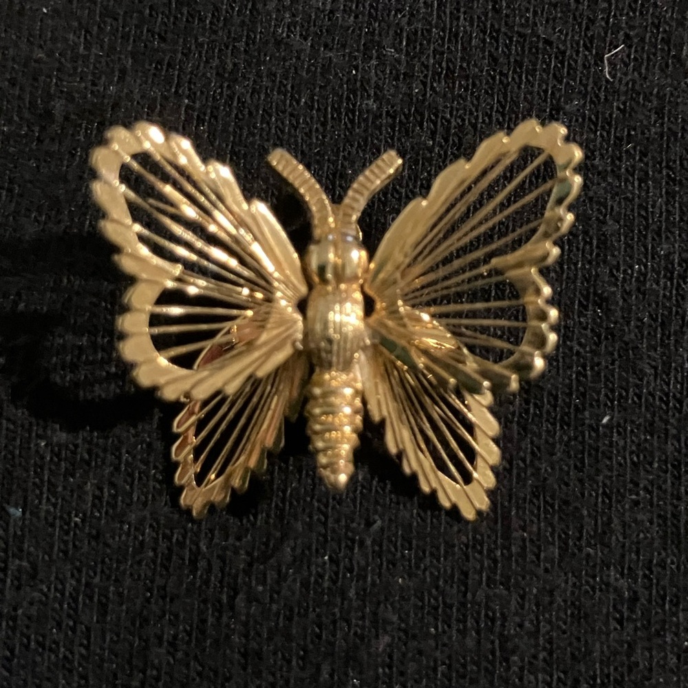 Monet Gold Filigree Butterfly Brooch